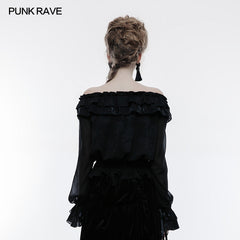 WT-505 Embossed Fabric Gothic T-shirt Gorgeous Elastic Top?-??Punk Rave Clothing