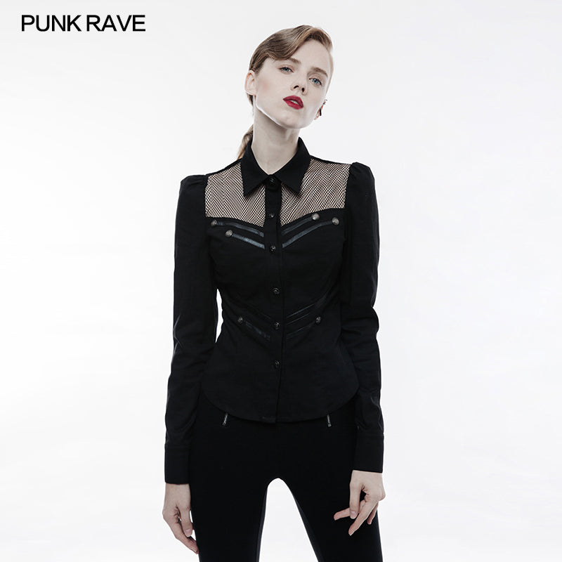 WY-833 Elastic Military Punk Shirt With Hollow Out Wed Design?-??Punk Rave Clothing