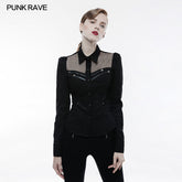 WY-833 Elastic Military Punk Shirt With Hollow Out Wed Design?-??Punk Rave Clothing