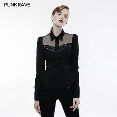 WY-833 Elastic Military Punk Shirt With Hollow Out Wed Design?-??Punk Rave Clothing