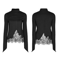 OPT-155 Lace Irregular Hollow-out Long Sleeve Gothic T-shirt?-??Punk Rave Clothing