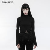 OPT-155 Lace Irregular Hollow-out Long Sleeve Gothic T-shirt?-??Punk Rave Clothing