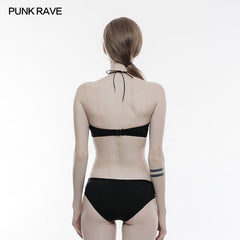WS-250 Personality Swimwear Punk Accessories Stretch Swimsuit Top With Detachable Straps?-??Punk Rave Clothing