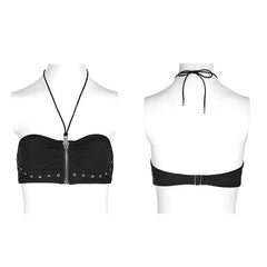 WS-250 Personality Swimwear Punk Accessories Stretch Swimsuit Top With Detachable Straps?-??Punk Rave Clothing