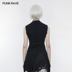 OPT-140 Dark Multi-level Segmentation Long Punk T-shirt?-??Punk Rave Clothing
