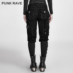 K-256 Winter Casual Capri Punk Pants With Loose Linen Wide Leg Baggy?-??Punk Rave Clothing