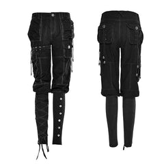 K-256 Winter Casual Capri Punk Pants With Loose Linen Wide Leg Baggy?-??Punk Rave Clothing