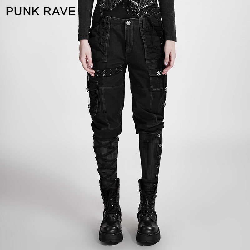 K-256 Winter Casual Capri Punk Pants With Loose Linen Wide Leg Baggy?-??Punk Rave Clothing