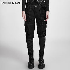 K-256 Winter Casual Capri Punk Pants With Loose Linen Wide Leg Baggy?-??Punk Rave Clothing