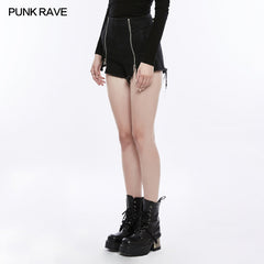 OPK-156 Comfortable Wide Leg Short Punk Pants With Metal Zippers?-??Punk Rave Clothing
