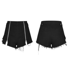 OPK-156 Comfortable Wide Leg Short Punk Pants With Metal Zippers?-??Punk Rave Clothing