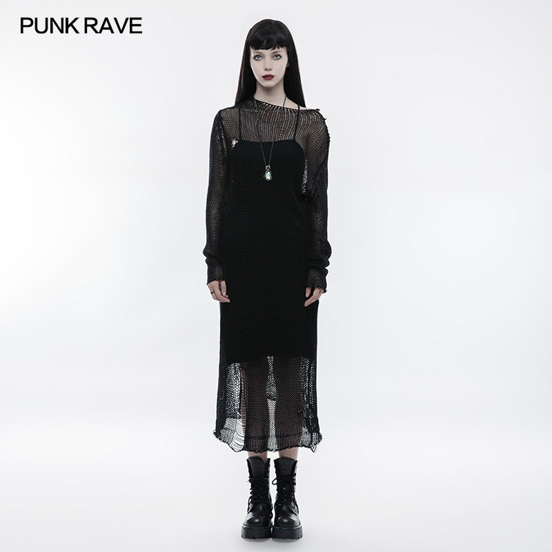 OPM-061 Transparent Soft Woolen Gothic Sweater Dress?-??Punk Rave Clothing