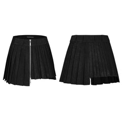 OPQ-242 Mini Pleated Irregular Punk Skirt?-??Punk Rave Clothing