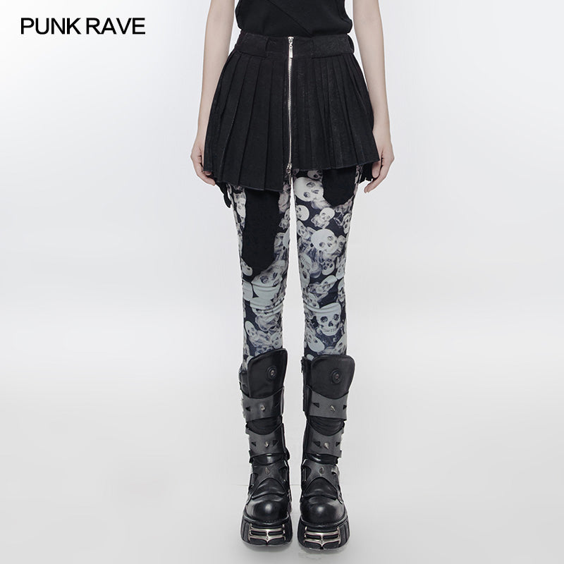 OPQ-242 Mini Pleated Irregular Punk Skirt?-??Punk Rave Clothing
