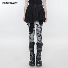 OPQ-242 Mini Pleated Irregular Punk Skirt?-??Punk Rave Clothing