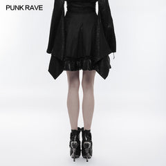 WQ-353 High Waist Short Punk Skirt With Detachable Leather Belt?-??Punk Rave Clothing