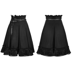 WQ-353 High Waist Short Punk Skirt With Detachable Leather Belt?-??Punk Rave Clothing