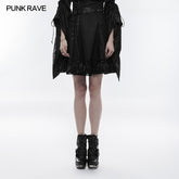 WQ-353 High Waist Short Punk Skirt With Detachable Leather Belt?-??Punk Rave Clothing
