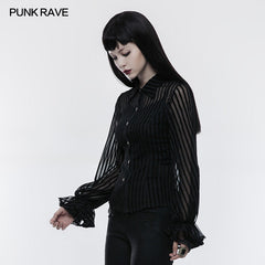 WY-823 Transparent Striped Punk Shirt Steampunk Blouse?-??Punk Rave Clothing