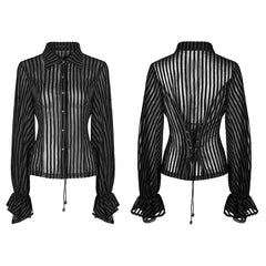 WY-823 Transparent Striped Punk Shirt Steampunk Blouse?-??Punk Rave Clothing