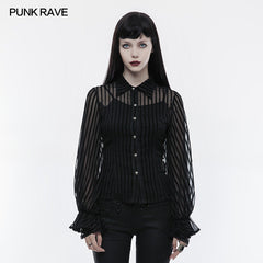 WY-823 Transparent Striped Punk Shirt Steampunk Blouse?-??Punk Rave Clothing