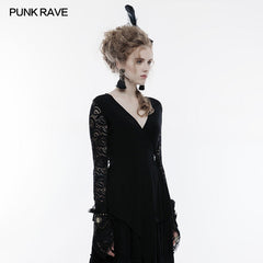 OT-498 Soft Modal And Lace Fabric Gothic T-shirt Women Blouse?-??Punk Rave Clothing