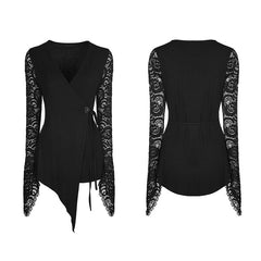 OT-498 Soft Modal And Lace Fabric Gothic T-shirt Women Blouse?-??Punk Rave Clothing