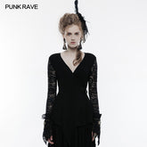 OT-498 Soft Modal And Lace Fabric Gothic T-shirt Women Blouse?-??Punk Rave Clothing