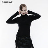 OPT-182 Soft Knitted V Shape Punk T-shirt High Collar Blouse?-??Punk Rave Clothing