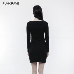 WQ-343 Daily Stretch Cotton Knit Fabric Gothic Dress?-??Punk Rave Clothing