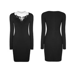 WQ-343 Daily Stretch Cotton Knit Fabric Gothic Dress?-??Punk Rave Clothing