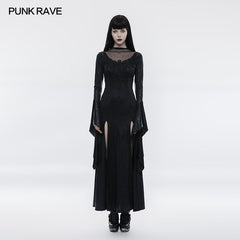 WQ-349 Gorgeous black High Split Lace Gothic Dress?-??Punk Rave Clothing