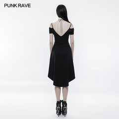 OPQ-246 Strapless Slim Goth Dress With Rope Necklace?-??Punk Rave Clothing
