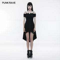 OPQ-246 Strapless Slim Goth Dress With Rope Necklace?-??Punk Rave Clothing