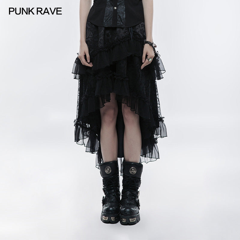WLQ-083 Lolita Double-layer High Waist Gothic Skirt?-??Punk Rave Clothing