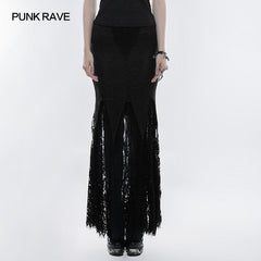 WQ-344 Gorgeous Elastic Dark Streaks Lace Gothic Skirt?-??Punk Rave Clothing