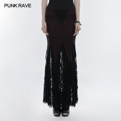 WQ-344 Gorgeous Elastic Dark Streaks Lace Gothic Skirt?-??Punk Rave Clothing
