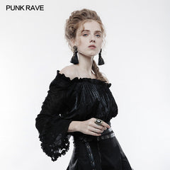 WLT-010 Lolita Horizontal Neck Gothic T-shirt For Women?-??Punk Rave Clothing