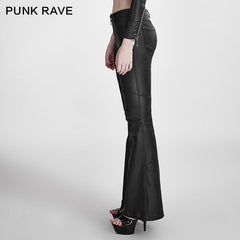 K-260 black Vogue Adhesive Light Bell-bottomed Simple Close-fitting Punk Pants?-??Punk Rave Clothing