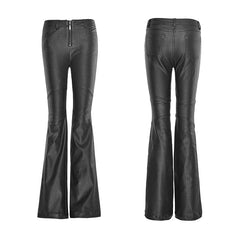 K-260 black Vogue Adhesive Light Bell-bottomed Simple Close-fitting Punk Pants?-??Punk Rave Clothing