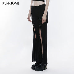 OPK-136 Sexy High Split Stretch Wide Leg Punk Pants?-??Punk Rave Clothing