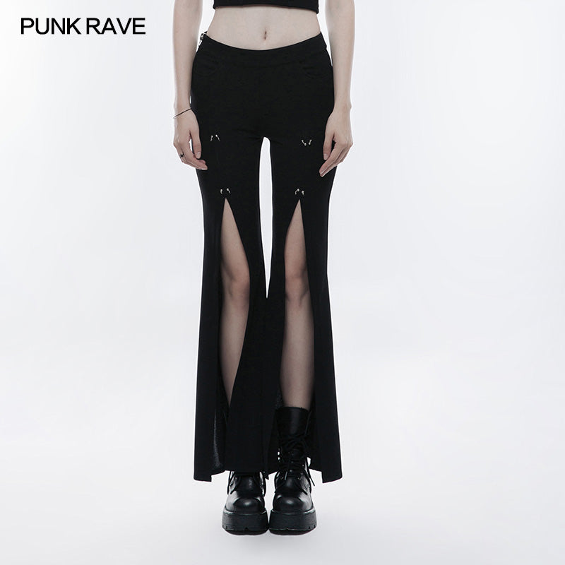 OPK-136 Sexy High Split Stretch Wide Leg Punk Pants?-??Punk Rave Clothing