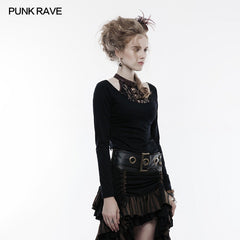WT-491 Steampunk Simple All-match Long Sleeve Punk T-shirt?-??Punk Rave Clothing