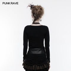 WT-491 Steampunk Simple All-match Long Sleeve Punk T-shirt?-??Punk Rave Clothing