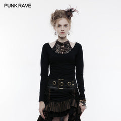 WT-491 Steampunk Simple All-match Long Sleeve Punk T-shirt?-??Punk Rave Clothing
