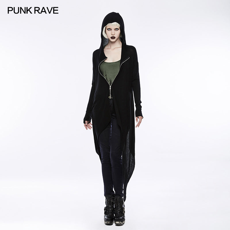 OPM-067 Witch Gothic Coat Darkness Knitted Cardigan With Hood?-??Punk Rave Clothing