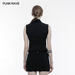 WY-774 Striped Woven Fabric Military Uniform Sleeveless Punk Vest?-??Punk Rave Clothing