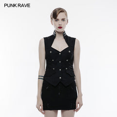 WY-774 Striped Woven Fabric Military Uniform Sleeveless Punk Vest?-??Punk Rave Clothing