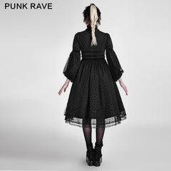 LQ-076 Lovely Puff Sleeves Lace Lolita Dress?-??Punk Rave Clothing