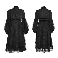 LQ-076 Lovely Puff Sleeves Lace Lolita Dress?-??Punk Rave Clothing